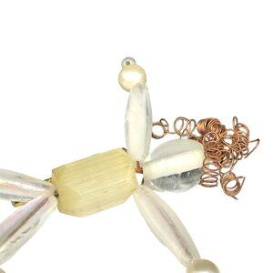 Vintage Art Glass Person Brooch with Springy Hair, Unique Poseable Pin